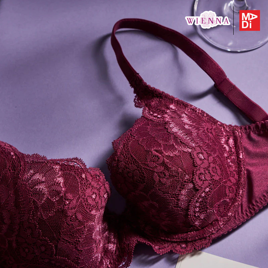 WIENNA (Midnight Lace) เสื้อในมีโครง ลายลูกไม้ เสริมบาง รุ่น DB41926