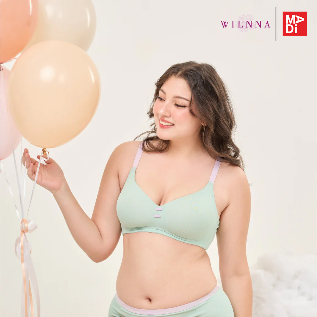 FULL MOON BRA Cotton Candy เสื้อในไร้โครง สาวคัพใหญ่ เต้าโมล ตัวเรียบ สีเนื้อ สีฟ้า สีเขียว รุ่น NB45406