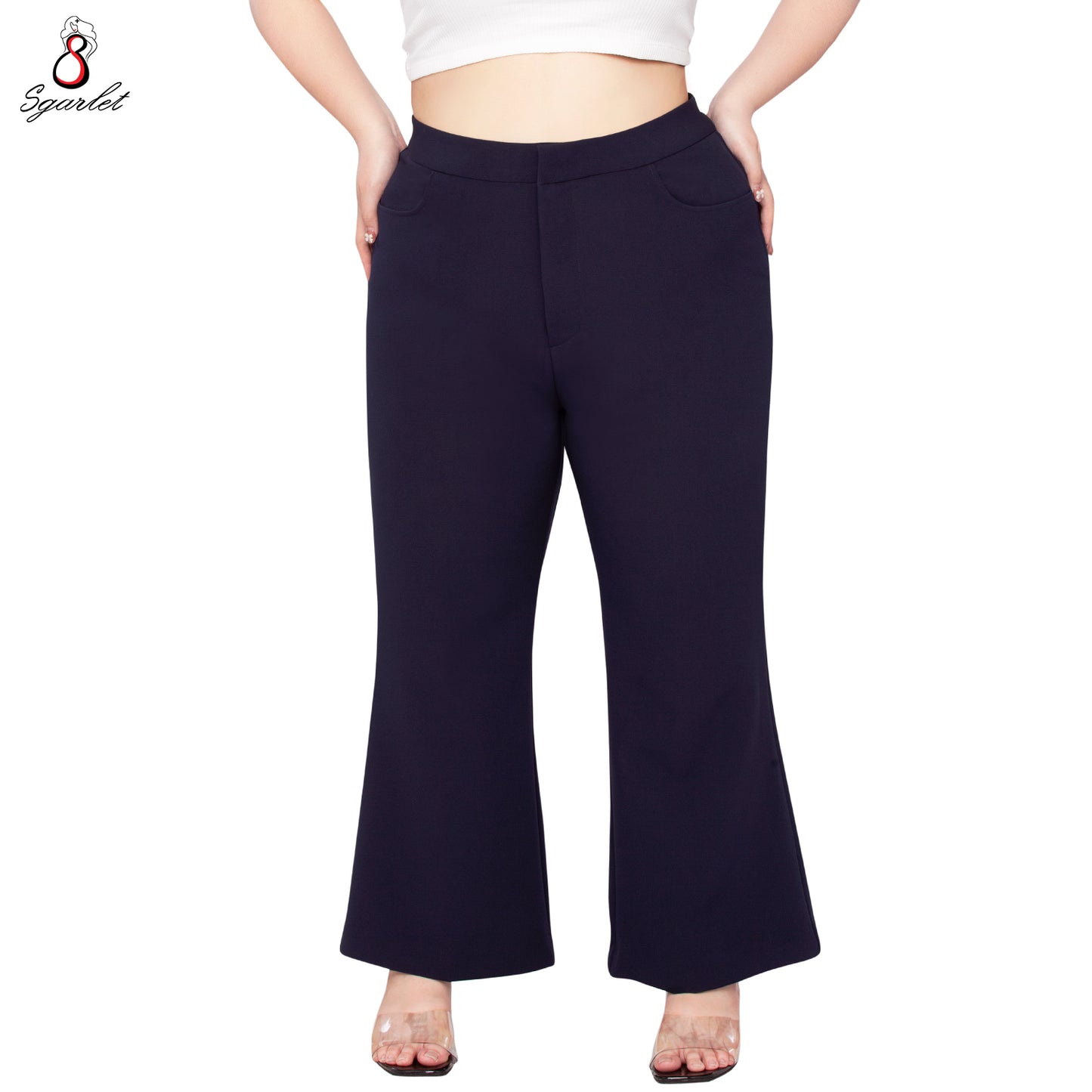 SGARLET PLUSSIZE กางเกงขายาวไซส์ใหญ่ทรงขาม้า พรางหุ่นเพรียว ทรวดทรงสมส่วน สีดำ/กรมท่า FLW087