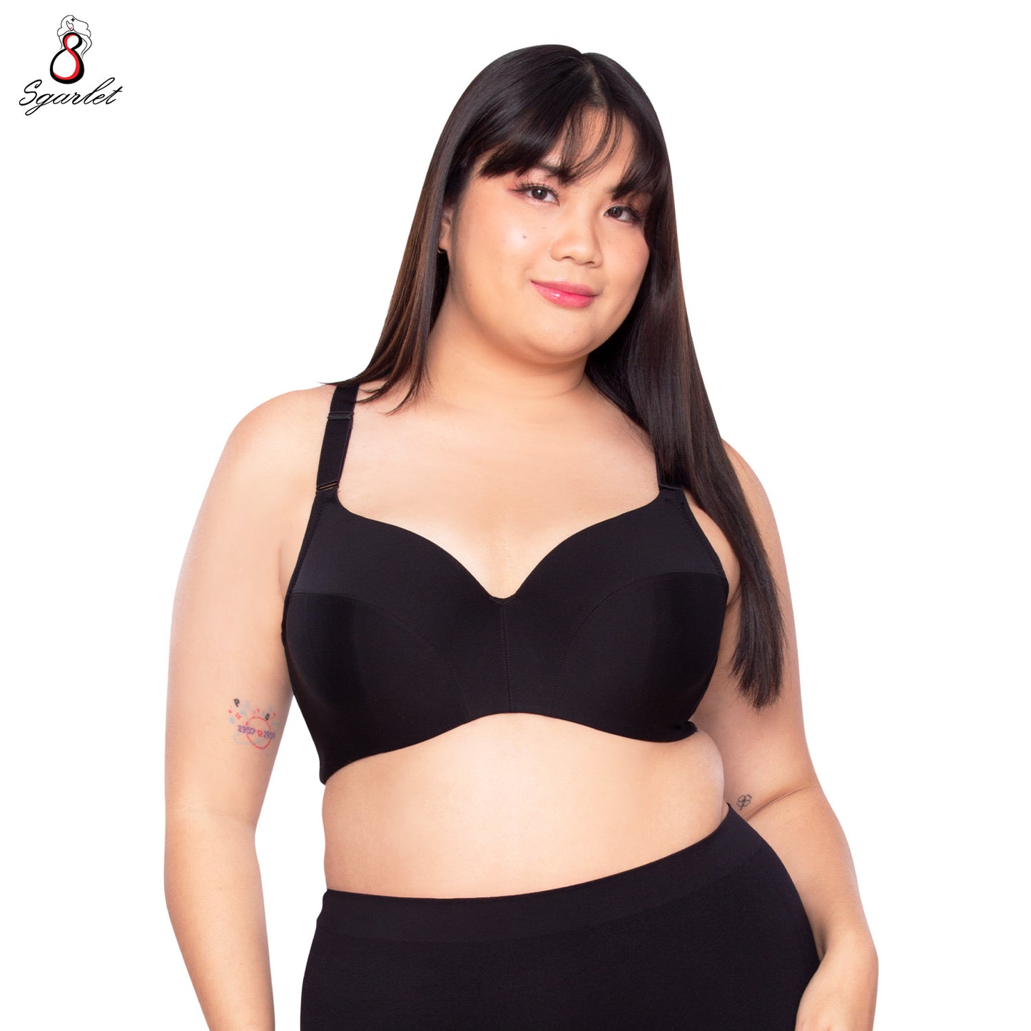SGARLET PLUSSIZE เสื้อในมีโครง สาวอวบ ตัวเรียบ เก็บเนื้อส่วนเกินรอบลำตัว สีดำ สีเนื้อ MB1762
