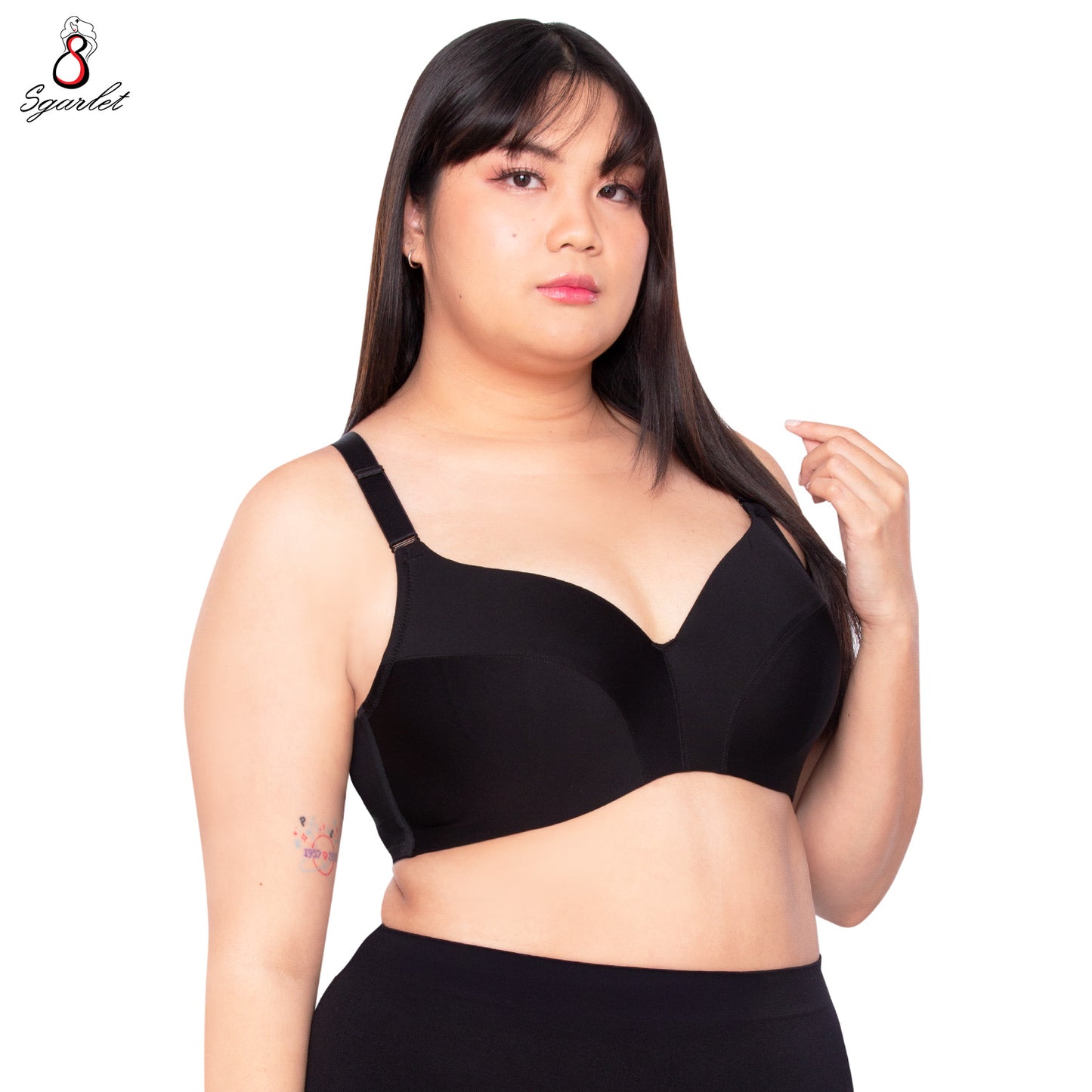 SGARLET PLUSSIZE เสื้อในมีโครง สาวอวบ ตัวเรียบ เก็บเนื้อส่วนเกินรอบลำตัว สีดำ สีเนื้อ MB1762