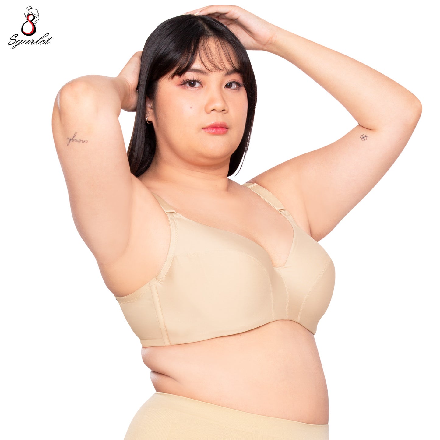 SGARLET PLUSSIZE เสื้อในมีโครง สาวอวบ ตัวเรียบ เก็บเนื้อส่วนเกินรอบลำตัว สีดำ สีเนื้อ MB1762