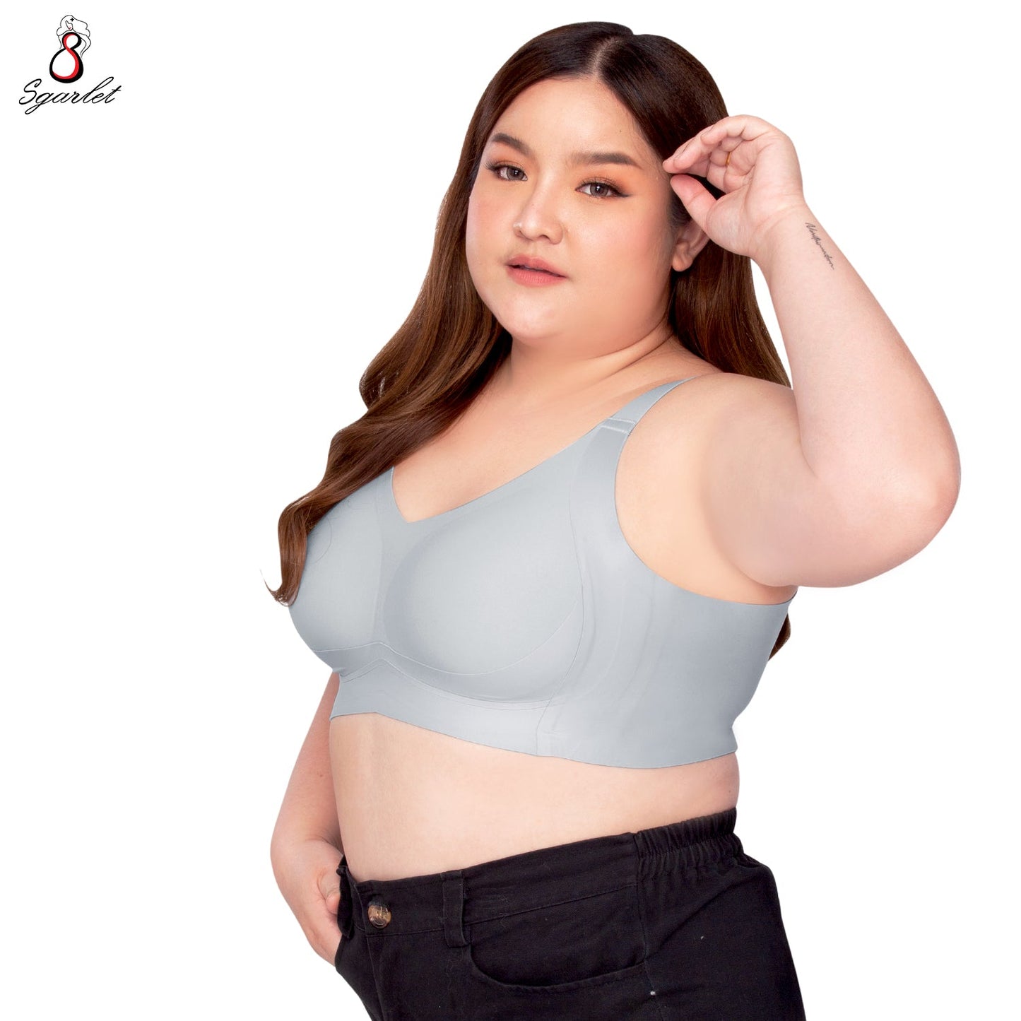 SGARLET PLUSSIZE Jelly bra เสื้อในไร้โครง สาวอวบ แบบ Bonding สีเนื้อ สีเทา MB1522