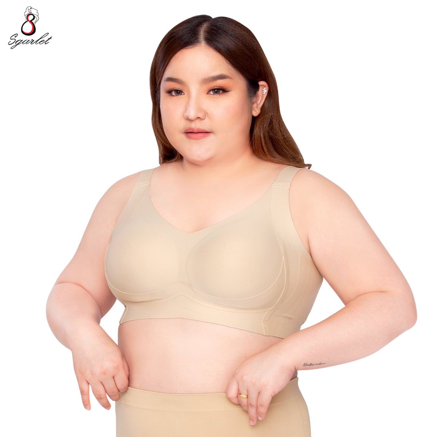 SGARLET PLUSSIZE Jelly bra เสื้อในไร้โครง สาวอวบ แบบ Bonding สีเนื้อ สีเทา MB1522