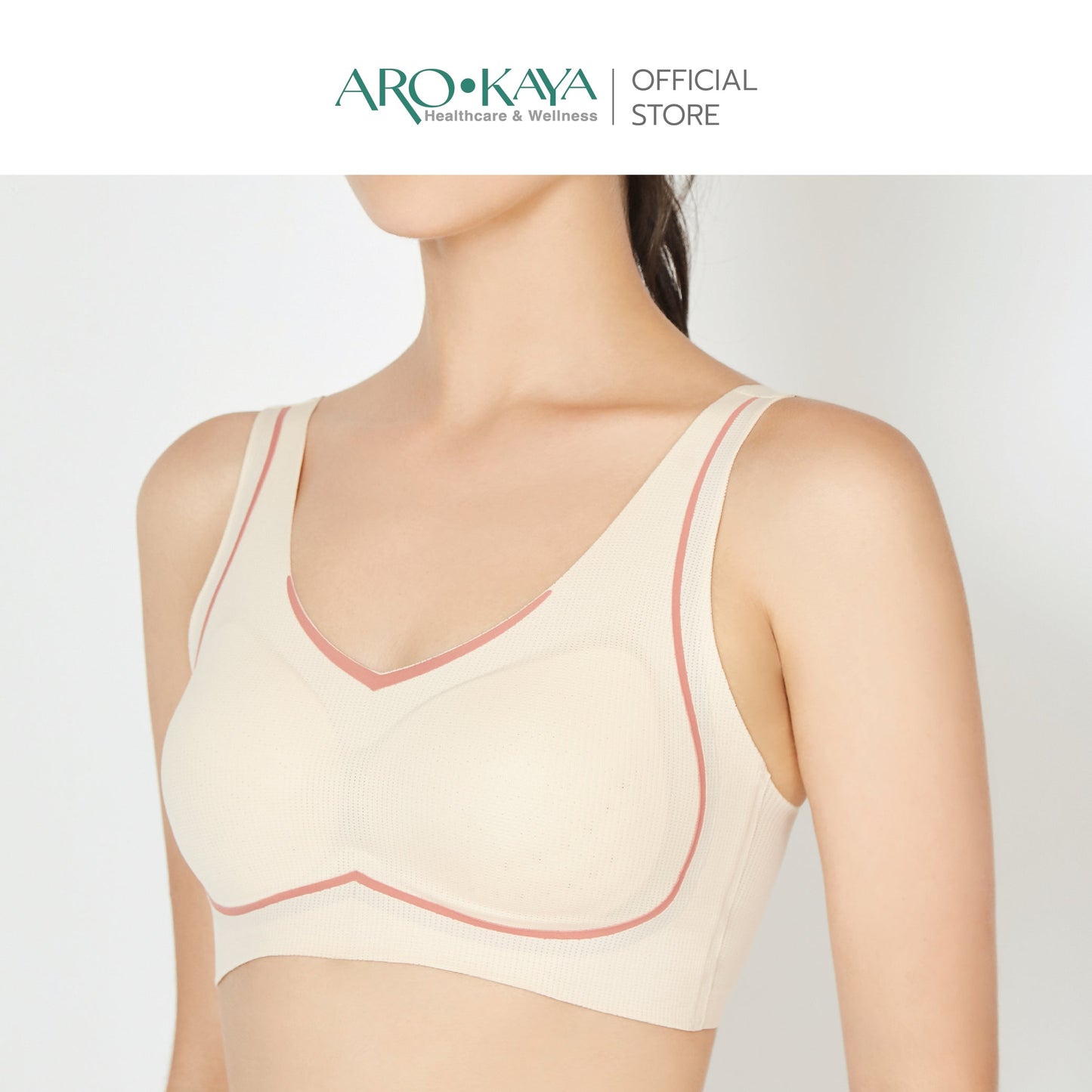 AROKAYA YOGA BRA เสื้อในสำหรับใส่เล่นโยคะ สีดำ สีเนื้อ รุ่น AB2102