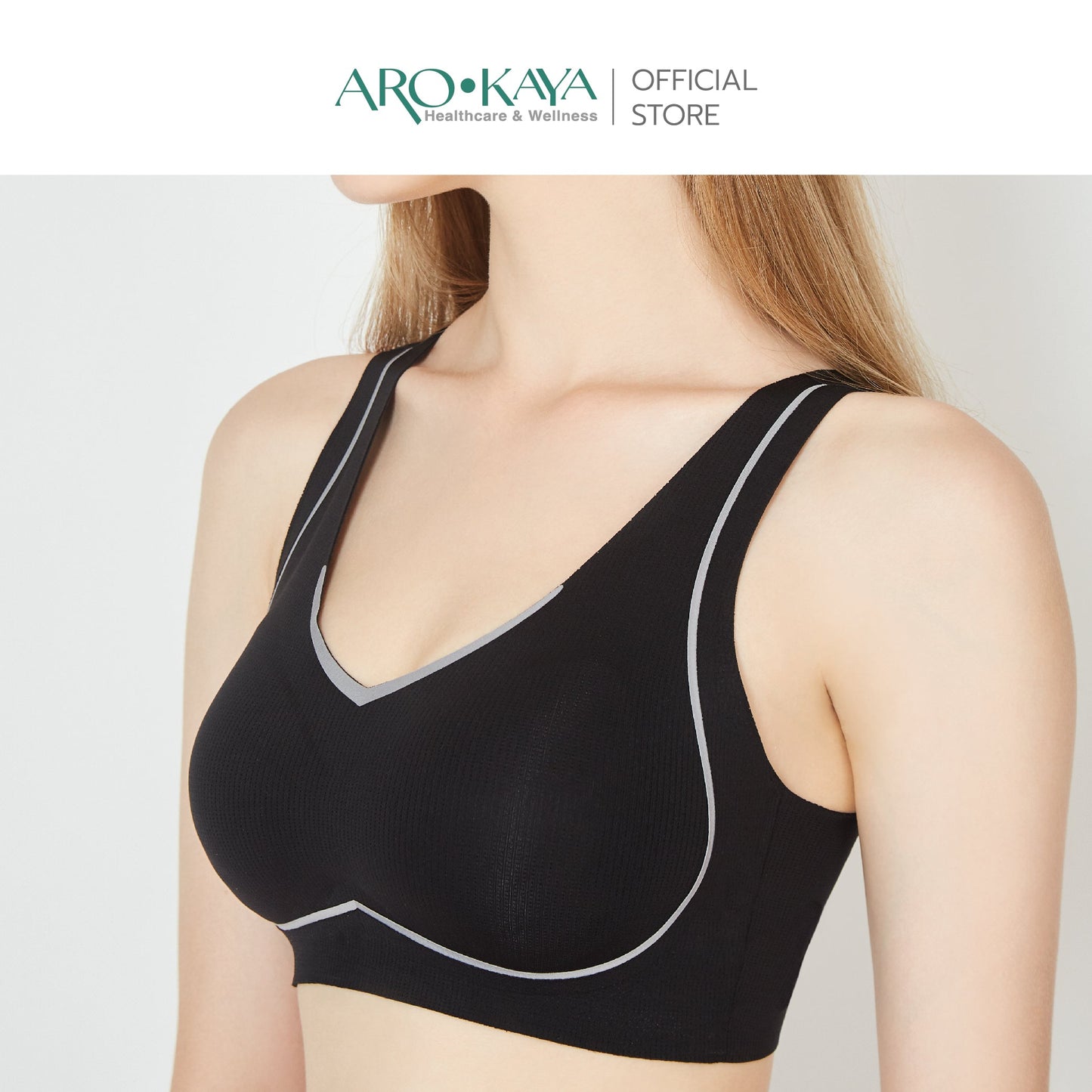 AROKAYA YOGA BRA เสื้อในสำหรับใส่เล่นโยคะ สีดำ สีเนื้อ รุ่น AB2102