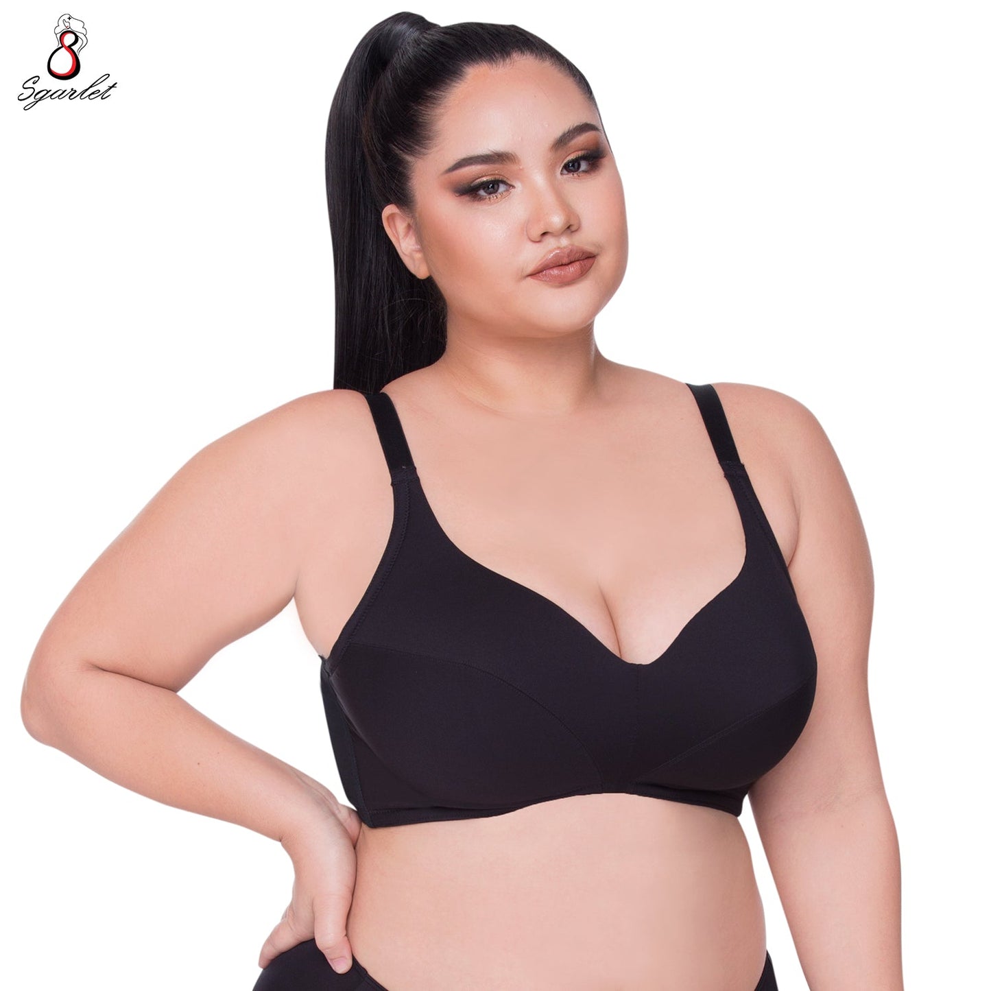 SGARLET PLUSSIZE Wireless bra เสื้อในไร้โครง สาวอวบ ตัวเรียบ สีโอลด์โรส สีเนื้อ สีดำ รุ่น MB1510