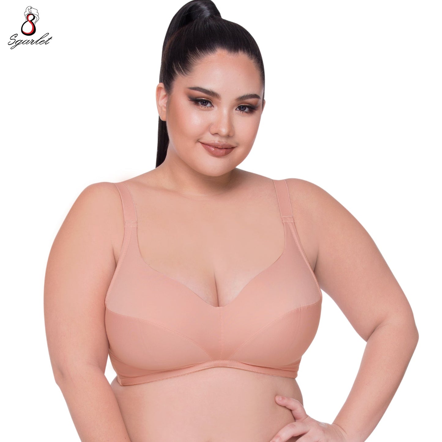 SGARLET PLUSSIZE Wireless bra เสื้อในไร้โครง สาวอวบ ตัวเรียบ สีโอลด์โรส สีเนื้อ สีดำ รุ่น MB1510