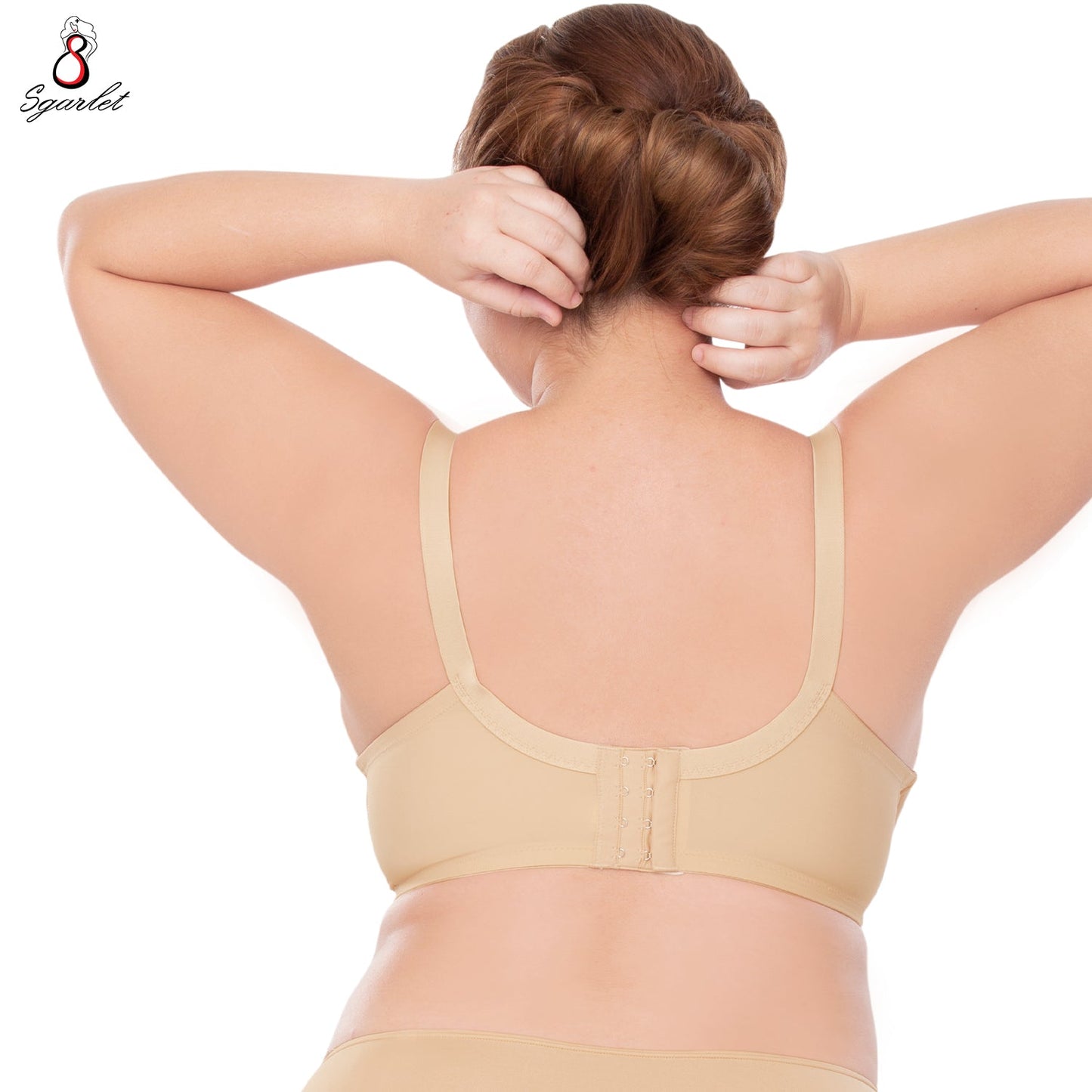 SGARLET PLUSSIZE Lace bra เสื้อในมีโครง สาวอวบ ลายลูกไม้ สีชาเย็น สีเนื้อ รุ่น MB1734