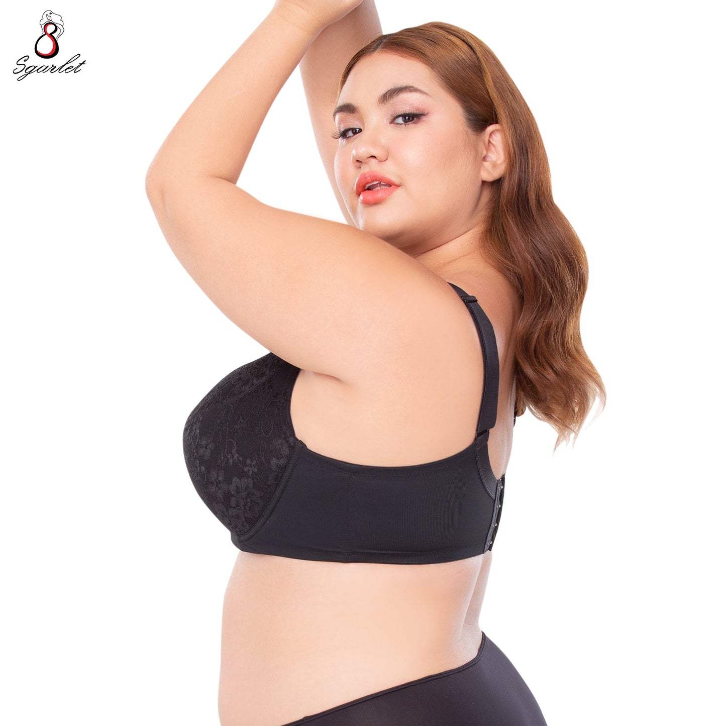 SGARLET PLUSSIZE Lace bra เสื้อในมีโครง สาวอวบ ลายลูกไม้ สีโอลด์โรส สีดำ รุ่น MB1737