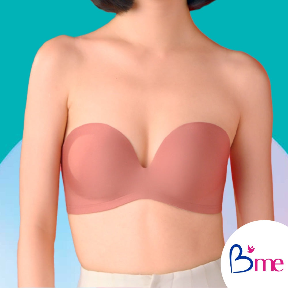 B'ME (BE-U Collection) เสื้อในไร้โครงเกาะอก ถอดสายได้ ฟองน้ำหนา สีชมพู สีน้ำตาล สีดำ สีขาว สีเนื้อ สีกรม รุ่น ME1701