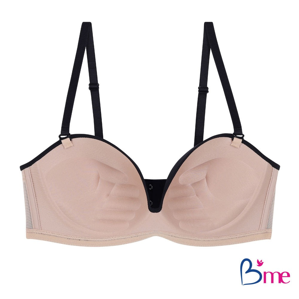 B'ME (BE-U Collection) เสื้อในไร้โครงเกาะอก ถอดสายได้ ฟองน้ำหนา สีชมพู สีน้ำตาล สีดำ สีขาว สีเนื้อ สีกรม รุ่น ME1701