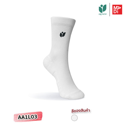 AROKAYA ZERO ODOR SOCKS - CREW ถุงเท้าข้อสูงเสริมหนาบริเวณฝ่าเท้า รุ่น AA1L03