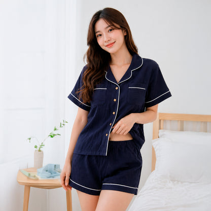 Arokaya Bamboo Nightwear ชุดนอนเยื่อไผ่ เสื้อเชิ้ตและกางเกงขาสั้น ผ้านิ่ม ใส่สบาย  รุ่น Shirt&Shorts - AC2506