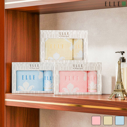 GIFTSET BOX ELLE VICTORIAN ผ้าขนหนูเช็ดตัว ขนาด 70x140 cm. และเช็ดผม ขนาด 38x80 เส้นใยฝ้ายธรรมชาติ 100% (MGRTEG055)