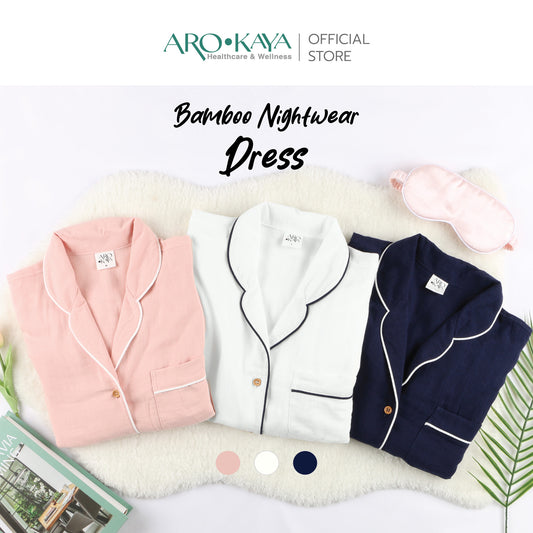 Arokaya Bamboo Nightwear ชุดนอนเยื่อไผ่ ชุดเดรส ผ้านิ่ม ใส่สบาย  รุ่น DRESS รุ่น AC2701
