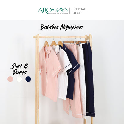 Arokaya Bamboo Nightwear ชุดนอนเยื่อไผ่ เสื้อเชิ้ตและกางเกงขายาว ผ้านิ่ม ใส่สบาย  รุ่น Shirt&Pants - AC2507