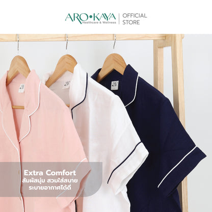 Arokaya Bamboo Nightwear ชุดนอนเยื่อไผ่ เสื้อเชิ้ตและกางเกงขายาว ผ้านิ่ม ใส่สบาย  รุ่น Shirt&Pants - AC2507
