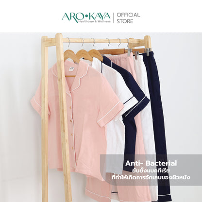Arokaya Bamboo Nightwear ชุดนอนเยื่อไผ่ เสื้อเชิ้ตและกางเกงขายาว ผ้านิ่ม ใส่สบาย  รุ่น Shirt&Pants - AC2507