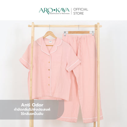 Arokaya Bamboo Nightwear ชุดนอนเยื่อไผ่ เสื้อเชิ้ตและกางเกงขายาว ผ้านิ่ม ใส่สบาย  รุ่น Shirt&Pants - AC2507