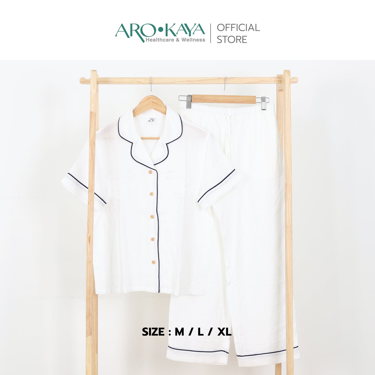 Arokaya Bamboo Nightwear ชุดนอนเยื่อไผ่ เสื้อเชิ้ตและกางเกงขายาว ผ้านิ่ม ใส่สบาย  รุ่น Shirt&Pants - AC2507