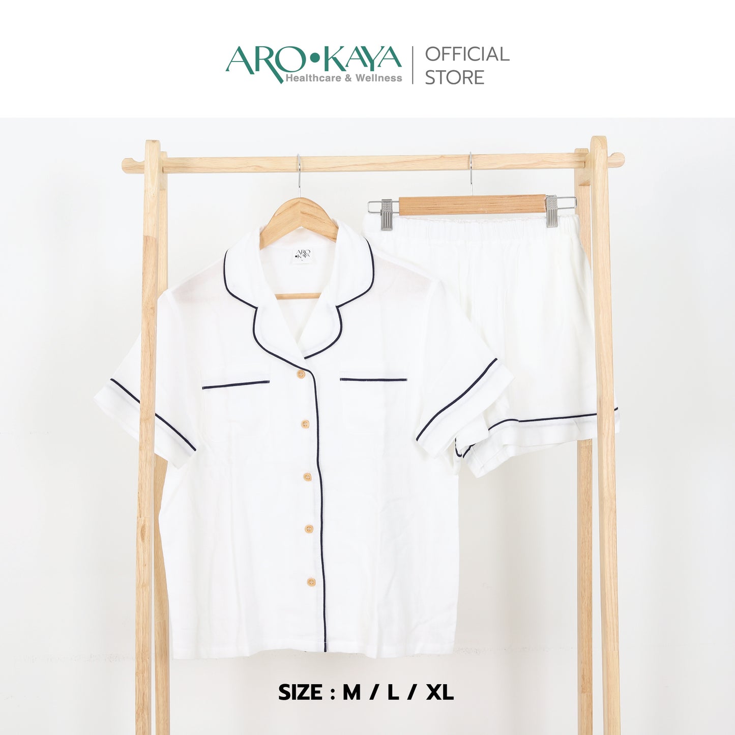 Arokaya Bamboo Nightwear ชุดนอนเยื่อไผ่ เสื้อเชิ้ตและกางเกงขาสั้น ผ้านิ่ม ใส่สบาย  รุ่น Shirt&Shorts - AC2506