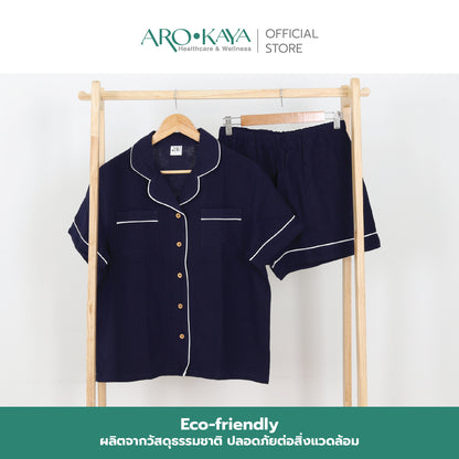 Arokaya Bamboo Nightwear ชุดนอนเยื่อไผ่ เสื้อเชิ้ตและกางเกงขาสั้น ผ้านิ่ม ใส่สบาย  รุ่น Shirt&Shorts - AC2506