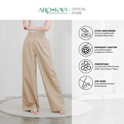 AROKAYA COLLAGEN LONG PANTS กางเกงขายาวคอลลาเจน สัมผัสนุ่มลื่น เอวสูง ทรงขากว้าง สรีระดูสวยและใส่สบาย - AC4203