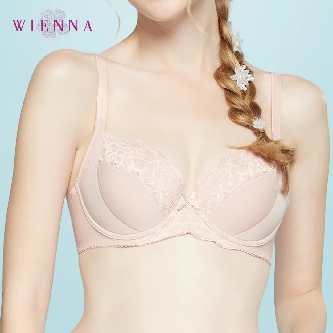 WIENNA (Garden Bloossom) เสื้อในมีโครง ลายลูกไม้ เสริมบาง รุ่น DB21903