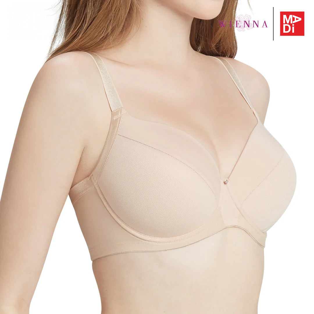 WIENNA EVERYDAY COZY (BigSize 85-90) เสื้อในมีโครง เต้าโมลบาง ไซซ์ใหญ่ สีดำ สีเนื้อ รุ่น DB41499