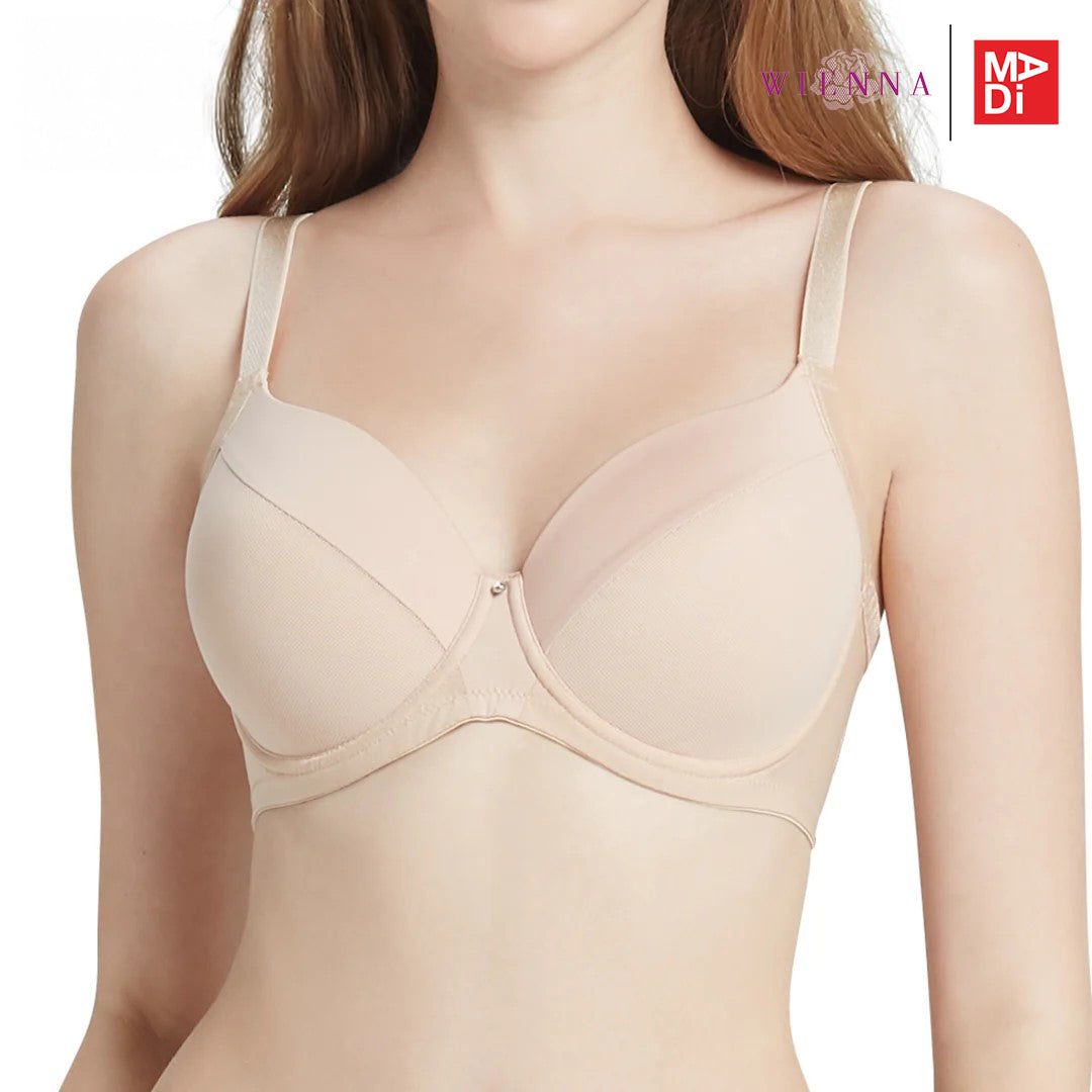 WIENNA EVERYDAY COZY (BigSize 85-90) เสื้อในมีโครง เต้าโมลบาง ไซซ์ใหญ่ สีดำ สีเนื้อ รุ่น DB41499