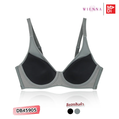 WIENNA TRIPLE WIRELESS เสื้อในไร้โครง ตัวเรียบ เต้าโมลบาง สีดำ สีเขียวอมเทา รุ่น DB45905