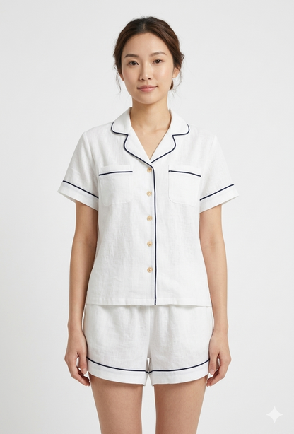 Arokaya Bamboo Nightwear ชุดนอนเยื่อไผ่ เสื้อเชิ้ตและกางเกงขาสั้น ผ้านิ่ม ใส่สบาย  รุ่น Shirt&Shorts - AC2506