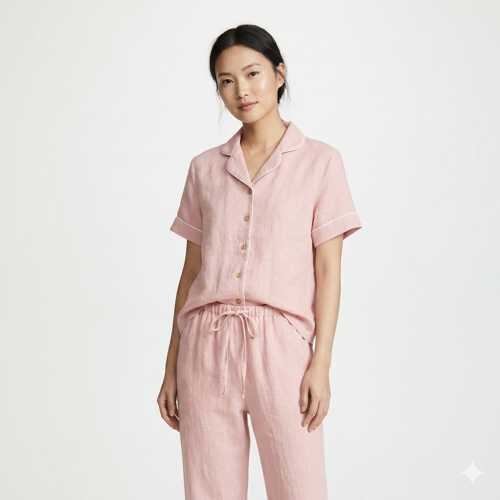 Arokaya Bamboo Nightwear ชุดนอนเยื่อไผ่ เสื้อเชิ้ตและกางเกงขายาว ผ้านิ่ม ใส่สบาย  รุ่น Shirt&Pants - AC2507