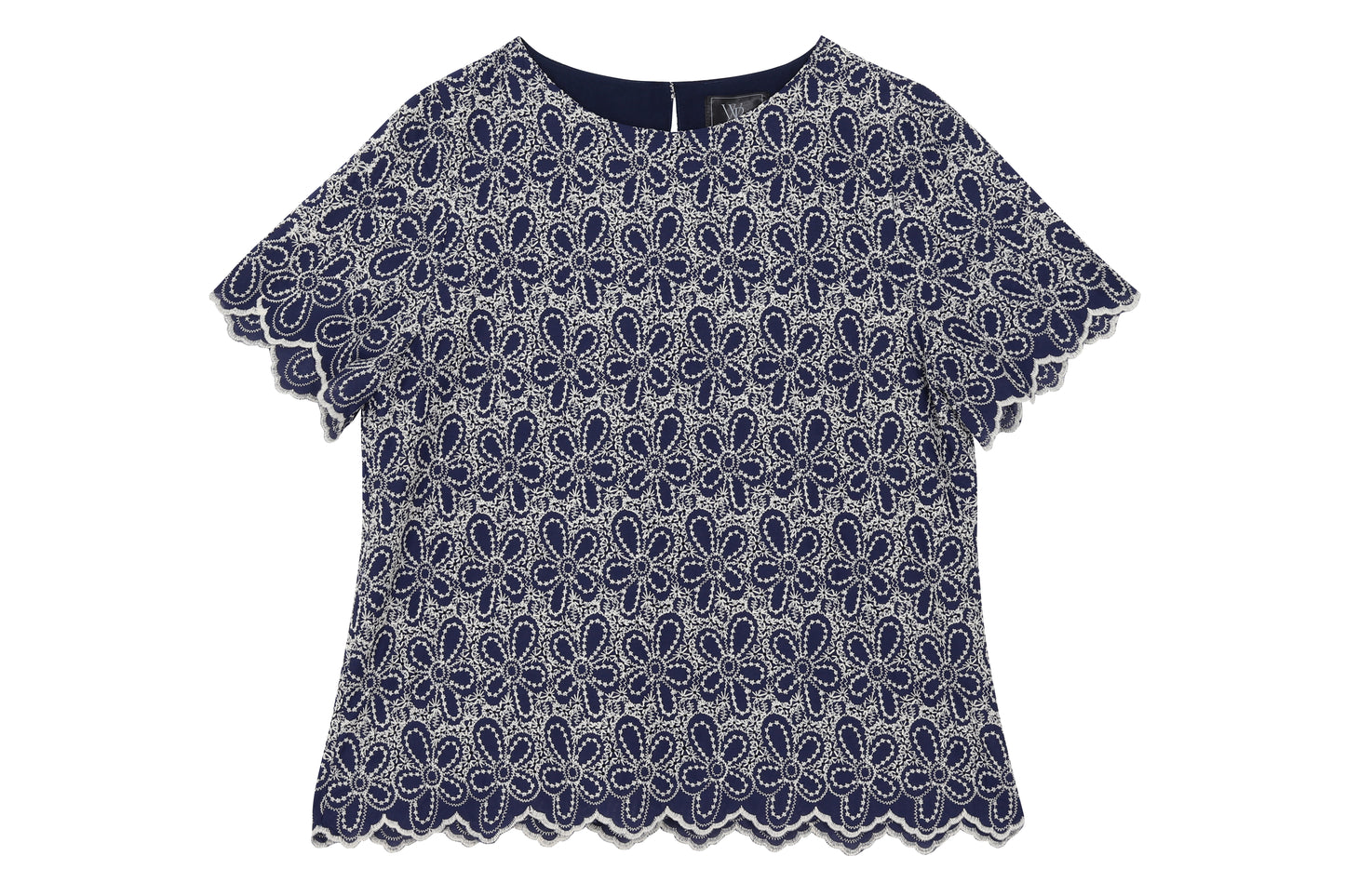 WB Lines II - เสื้อเบลาส์ดีไซน์สุภาพ ปักลายลูกไม้ สีน้ำเงินเข้ม รุ่น VY6247Y