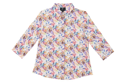 WB Lines II - เสื้อเชิ้ตทรงสุภาพ ลายสวนดอกไม้ สีครีม รุ่น VY6357Y