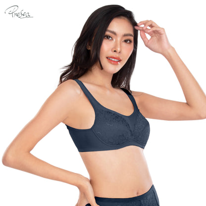 PRESEA SOFTBRA Wireless lace bra เสื้อในไร้โครง ลายลูกไม้ สีเนื้อ สีม่วงอ่อน สีน้ำเงิน สีดำ รุ่น MA1503