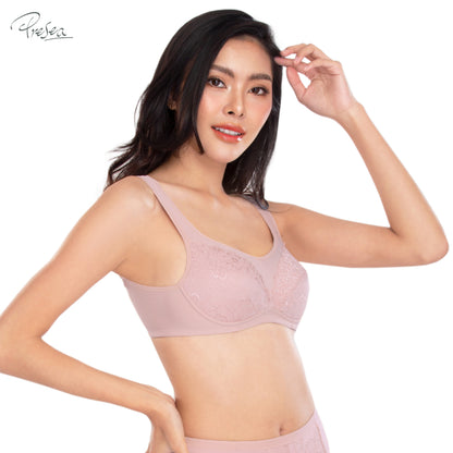 PRESEA SOFTBRA Wireless lace bra เสื้อในไร้โครง ลายลูกไม้ สีเนื้อ สีม่วงอ่อน สีน้ำเงิน สีดำ รุ่น MA1503