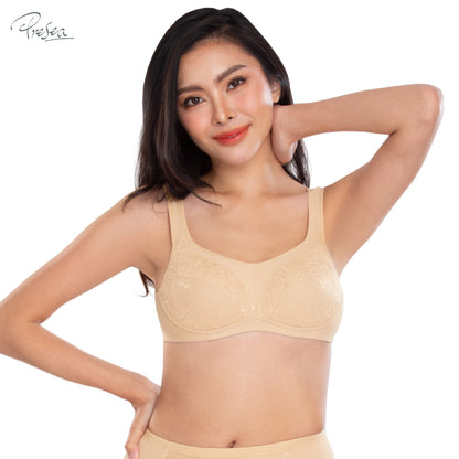 PRESEA SOFTBRA Wireless lace bra เสื้อในไร้โครง ลายลูกไม้ สีเนื้อ สีม่วงอ่อน สีน้ำเงิน สีดำ รุ่น MA1503