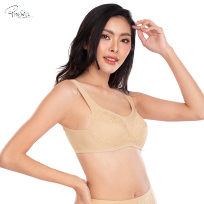 PRESEA SOFTBRA Wireless lace bra เสื้อในไร้โครง ลายลูกไม้ สีเนื้อ สีม่วงอ่อน สีน้ำเงิน สีดำ รุ่น MA1503