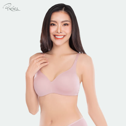 PRESEA SOFTBRA Smooth seamless bra เสื้อในไร้โครง ตัวเรียบ สีดำ สีเนื้อ สีชมพูกุหลาบป่า สีม่วงอ่อน รุ่น MA1511