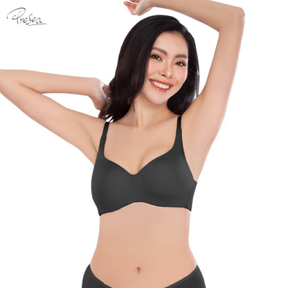 PRESEA SOFTBRA Wireless bra เสื้อในไร้โครง ลายลูกไม้ด้านหลัง สีดำ สีเทา สีชมพูอ่อน รุ่น MA1514