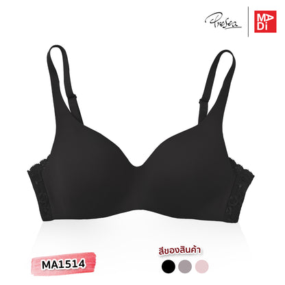 PRESEA SOFTBRA Wireless bra เสื้อในไร้โครง ลายลูกไม้ด้านหลัง สีดำ สีเทา สีชมพูอ่อน รุ่น MA1514