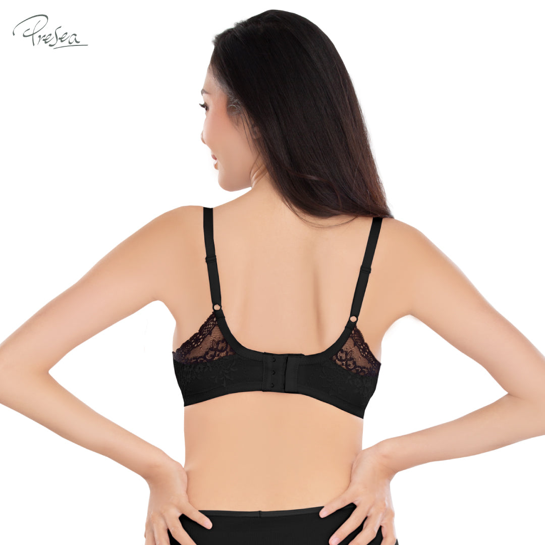 PRESEA SOFTBRA Wireless bra เสื้อในไร้โครง ลายลูกไม้ด้านหลัง สีดำ สีเทา สีชมพูอ่อน รุ่น MA1514