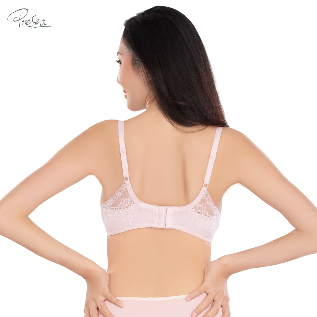 PRESEA SOFTBRA Wireless bra เสื้อในไร้โครง ลายลูกไม้ด้านหลัง สีดำ สีเทา สีชมพูอ่อน รุ่น MA1514