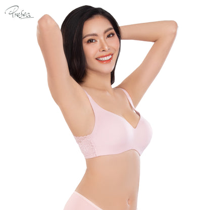 PRESEA SOFTBRA Wireless bra เสื้อในไร้โครง ลายลูกไม้ด้านหลัง สีดำ สีเทา สีชมพูอ่อน รุ่น MA1514