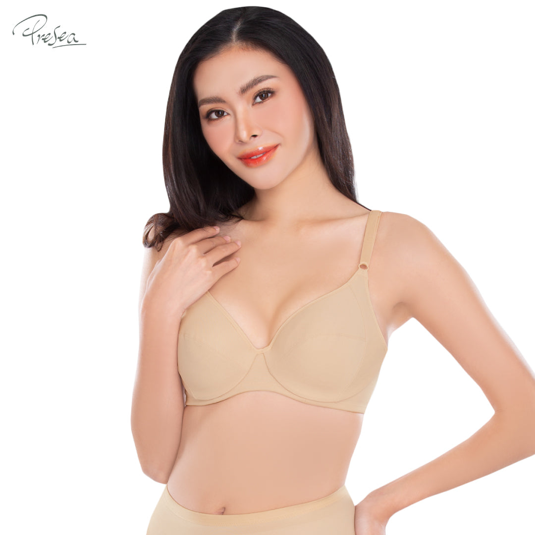 PRESEA SOFTBRA Comfort bra เสื้อในมีโครง ตัวเรียบ สีดำ สีเนื้อ รุ่น MA1702