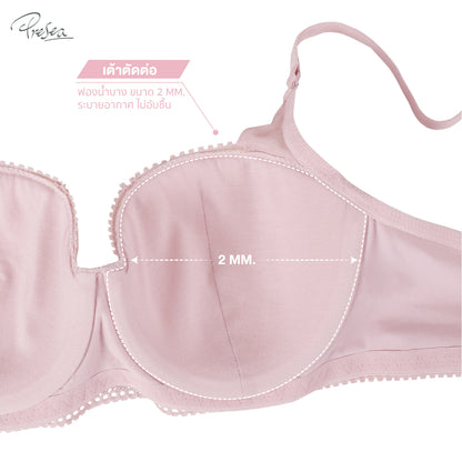 PRESEA SOFTBRA Floral lace bra เสื้อในมีโครง ลายลูกไม้ ถอดสายเป็นเกาะอก สีดำ สีเนื้อ สีชมพูอ่อน รุ่น MA1707