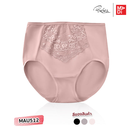 PRESEA SOFTBRA Lace panties กางเกงใน ลายลูกไม้ สีดำ สีเทา สีชมพูกุหลาบป่า รุ่น MAU512