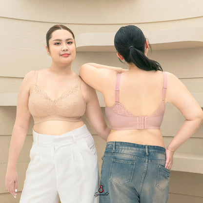 SGARLET PLUSSIZE Wireless bra เสื้อในไร้โครง สาวอวบ ลายลูกไม้ สีชมพูอ่อน สีดำ สีเนื้อ รุ่น MB1512